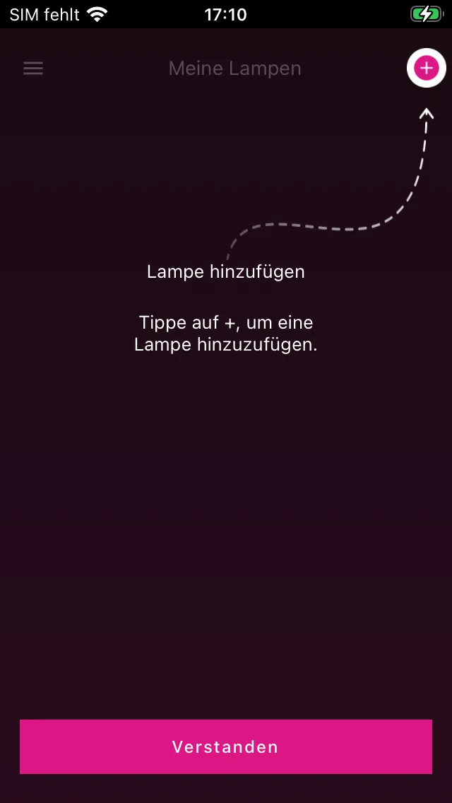 Mijn lampen met aanwijzing naar de Plus-knop